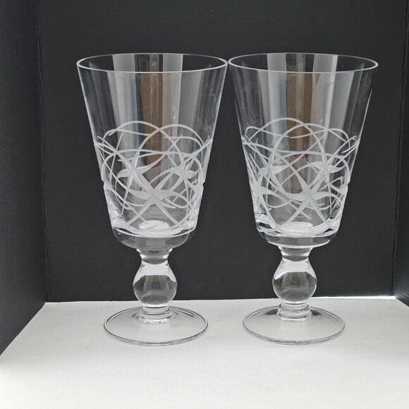 Cork Crystal stylized Starlight Water Goblet 8" chalice ice tea beer 16oz starbu - Picture 2 of 10